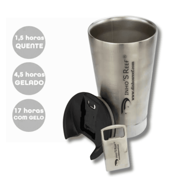 COPO TERMICO ORIGINAL DINHOS REEF 473ml Preto COM ABRIDOR - Imagem 3