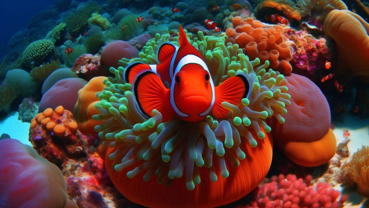 Palho e peixe Ocellaris