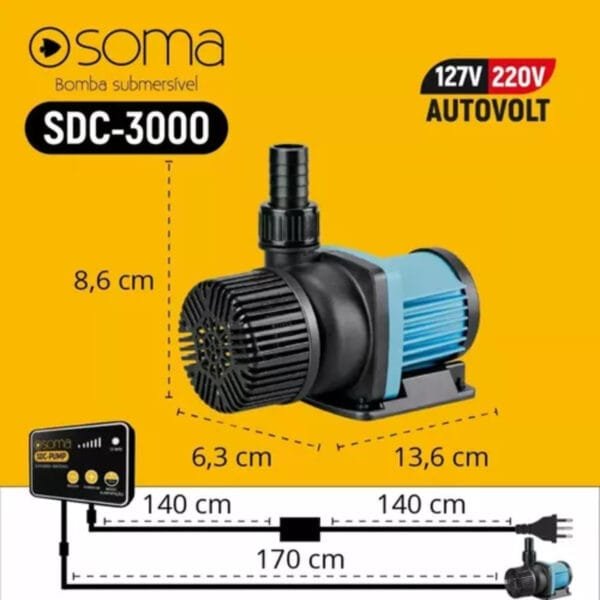 BOMBA SUB SOMA ALTA VAZAO ELETRONICA SDC- 3000 (3000L/H) AUTOVOLT - Imagem 3