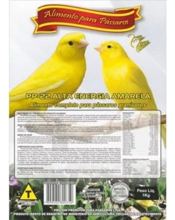 Protein - Pp-22 Alta Energia Amarela Para Canários - 1kg - Imagem 3