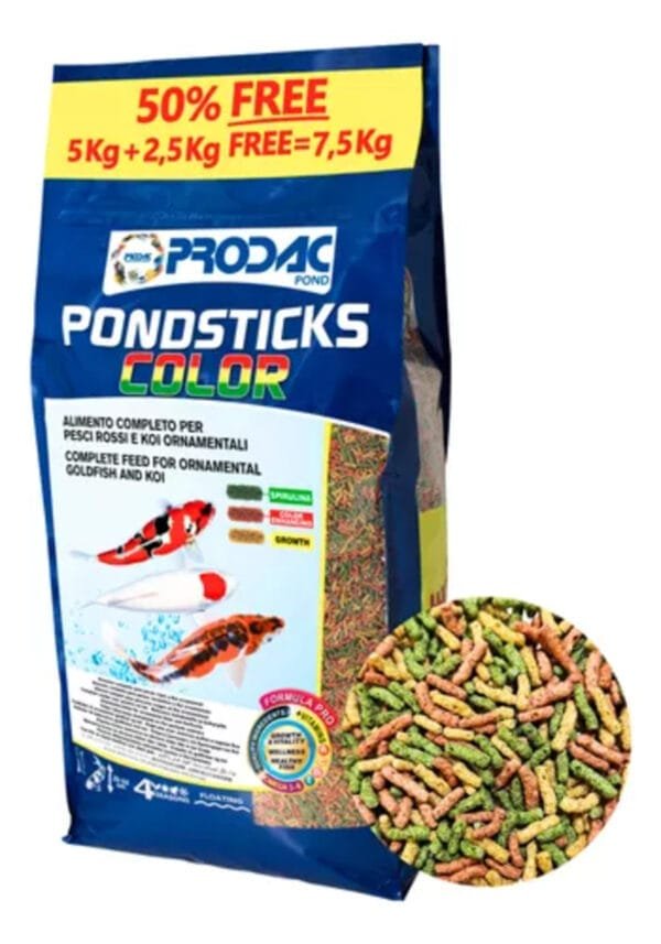 RACAO PRODAC PONDSTICKS COLOR 5KG + 2,5KG FREE (7,5KG)
