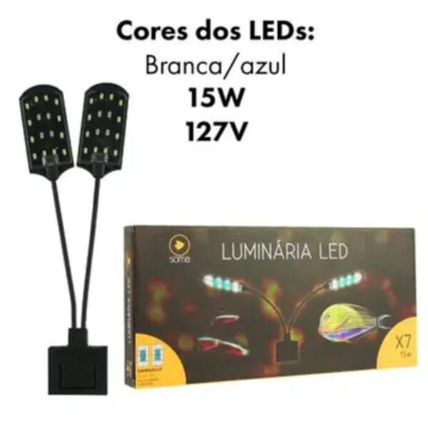 LUMINARIA LED SOMA X7 PRETA (15W) LED BRANCO/AZUL 127V - Imagem 3