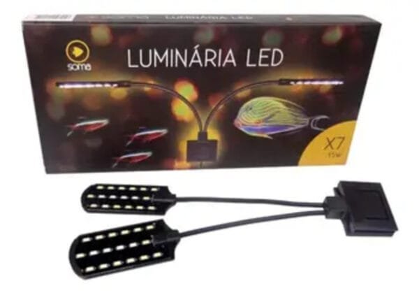LUMINARIA LED SOMA X7 PRETA (15W) LED BRANCO/AZUL 127V