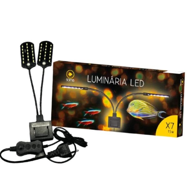 LUMINARIA LED SOMA X7 PRETA (15W) LED BRANCO/AZUL 127V - Imagem 2