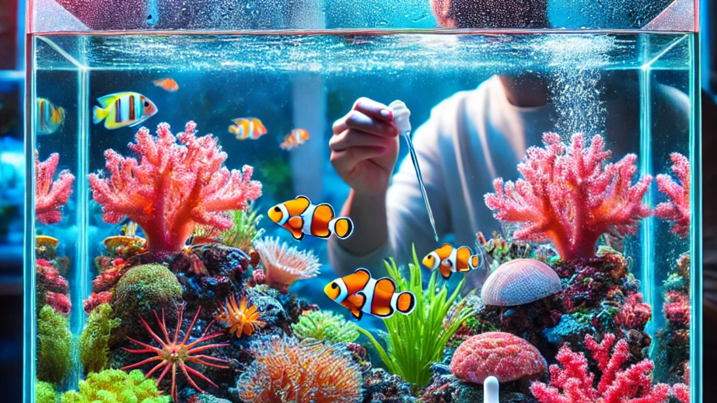 DALL·E 2025-03-12 13.50.59 - A vibrant and well-maintained aquarium with colorful fish, corals, and aquatic plants. The water is crystal clear, and the lighting enhances the beaut