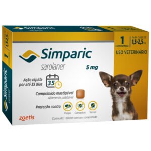 Simparic Para Cães De 1,3 a 2,5kg (5mg) Com 3 Comprimidos