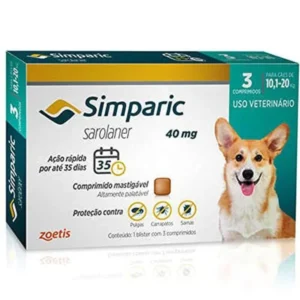 Antipulgas Para Cães Simparic 40mg De 10-20kg 3 Comprimidos