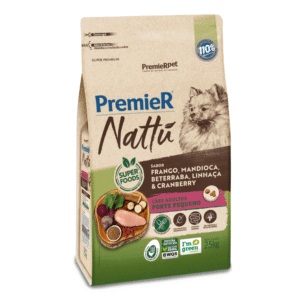 PREMIER NATTU CAES ADULTOS PORTE PEQUENO MANDIOCA 2,5 KG
