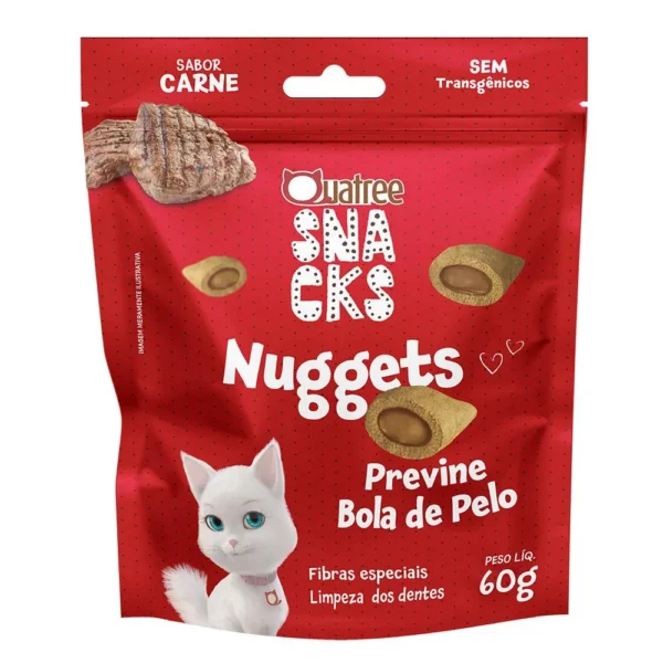 QUATREE SNACKS NUGGETS GATOS BOLA DE PELO CARNE 60G